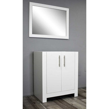 Volpa USA Austin 30" x 19" Glossy White Modern Freestanding Bathroom Vanity With Brushed Nickel Round Handles