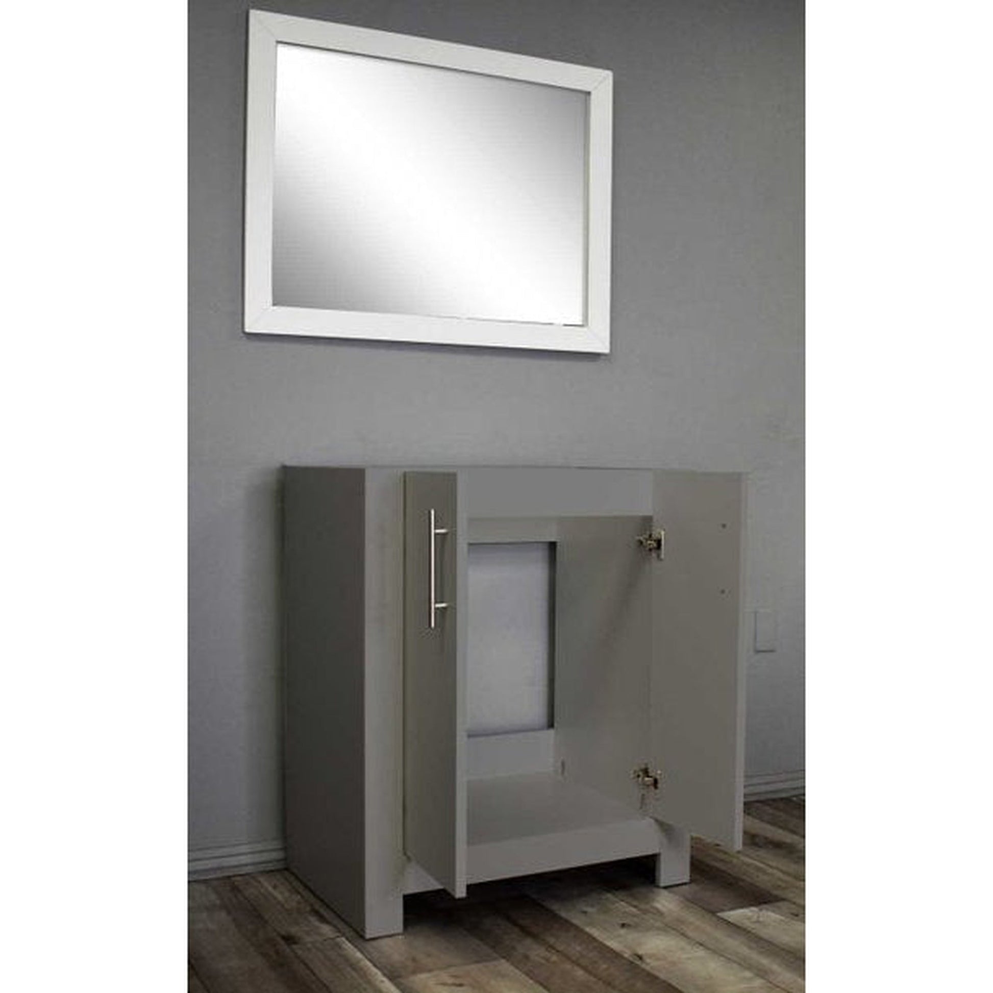 Volpa USA Austin 30" x 19" Gray Modern Freestanding Bathroom Vanity With Brushed Nickel Round Handles