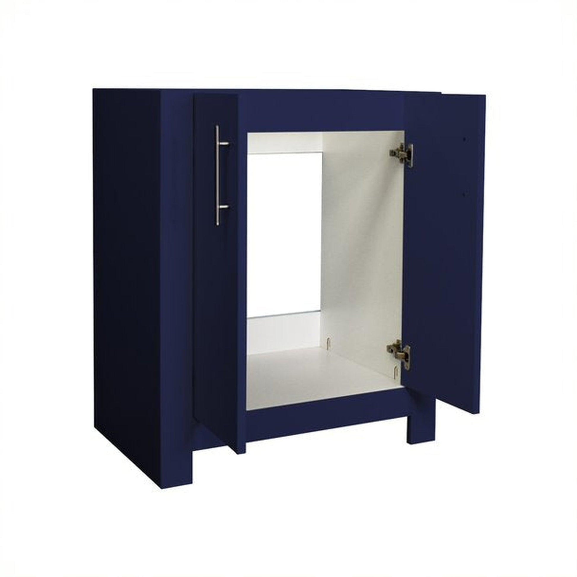 Volpa USA Austin 30" x 19" Navy Modern Freestanding Bathroom Vanity With Brushed Nickel Round Handles