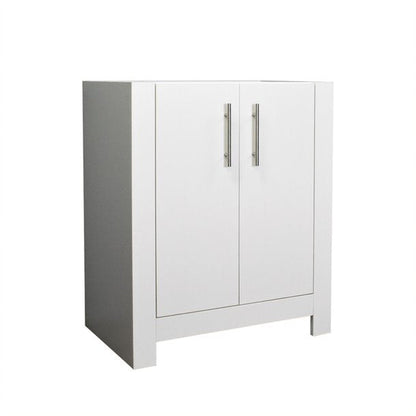 Volpa USA Austin 30" x 19" White Modern Freestanding Bathroom Vanity With Brushed Nickel Round Handles