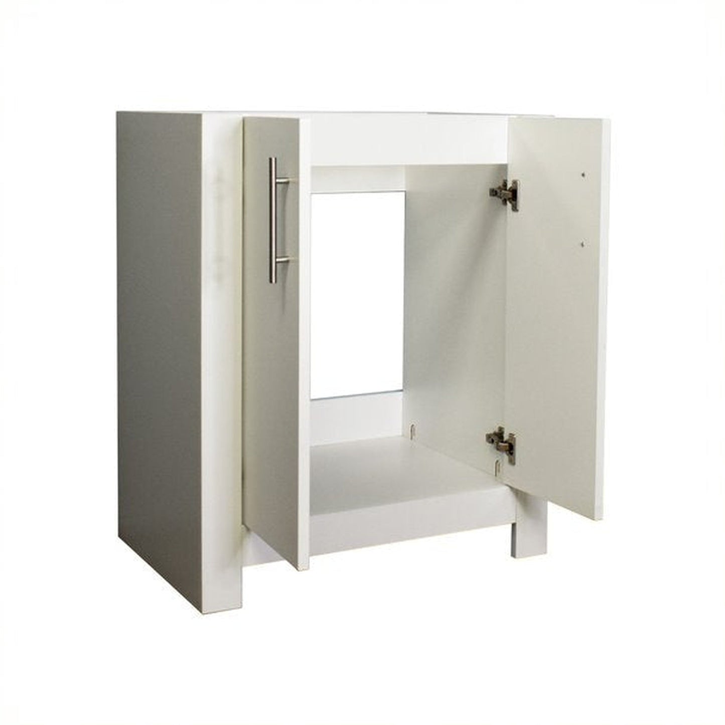 Volpa USA Austin 30" x 19" White Modern Freestanding Bathroom Vanity With Brushed Nickel Round Handles