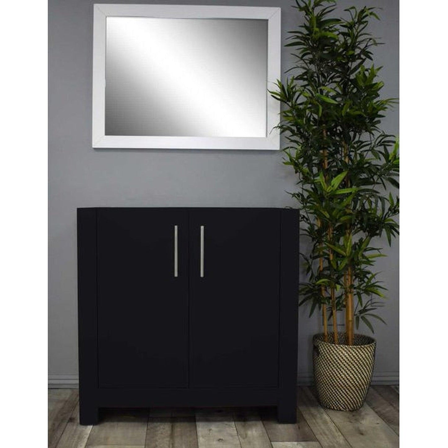 Volpa USA Austin 36" x 19" Black Modern Freestanding Bathroom Vanity With Brushed Nickel Round Handles