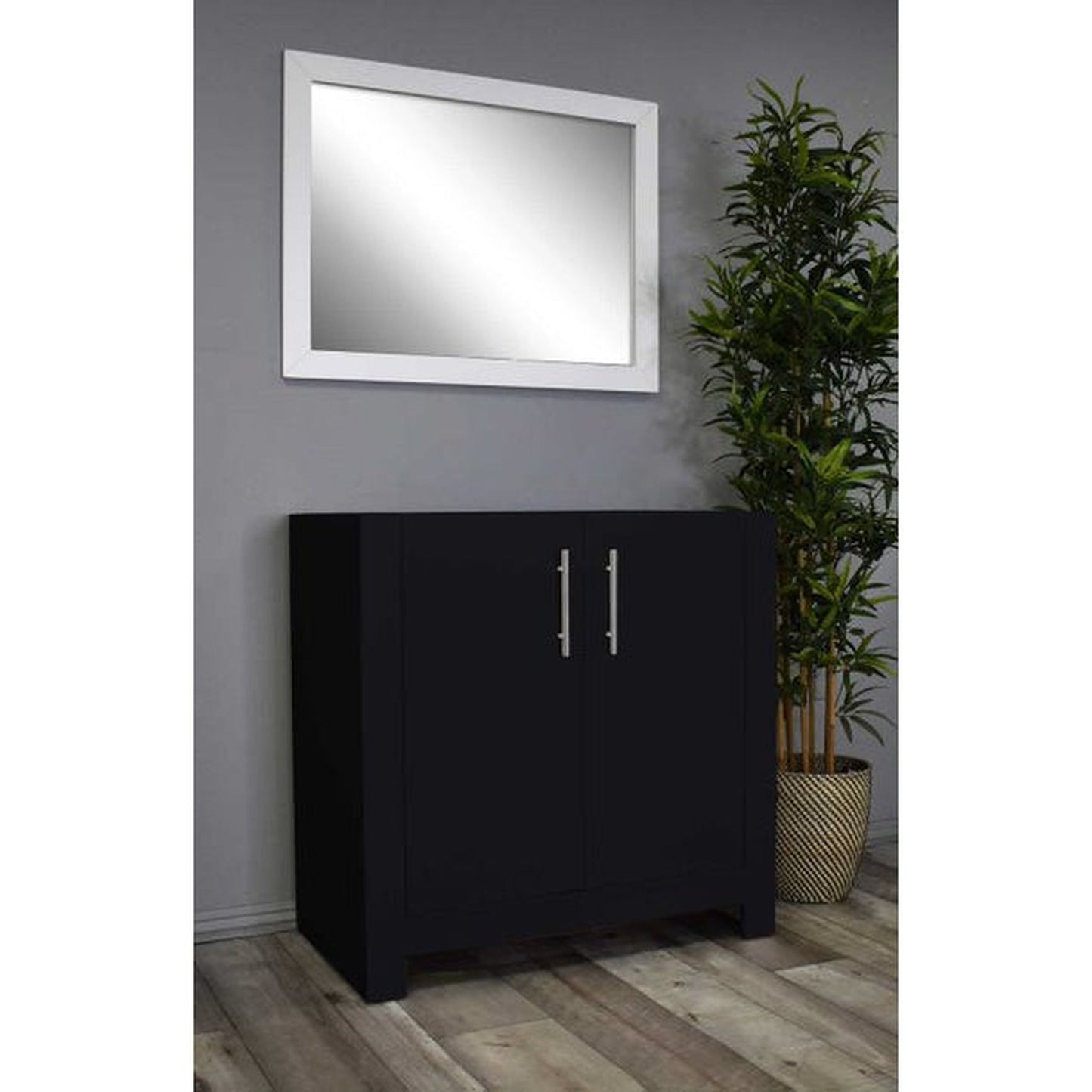 Volpa USA Austin 36" x 19" Black Modern Freestanding Bathroom Vanity With Brushed Nickel Round Handles