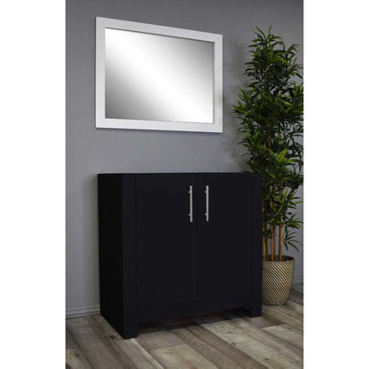 Volpa USA Austin 36" x 19" Black Modern Freestanding Bathroom Vanity With Brushed Nickel Round Handles