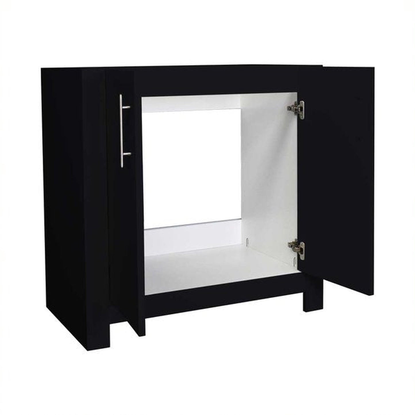 Volpa USA Austin 36" x 19" Black Modern Freestanding Bathroom Vanity With Brushed Nickel Round Handles