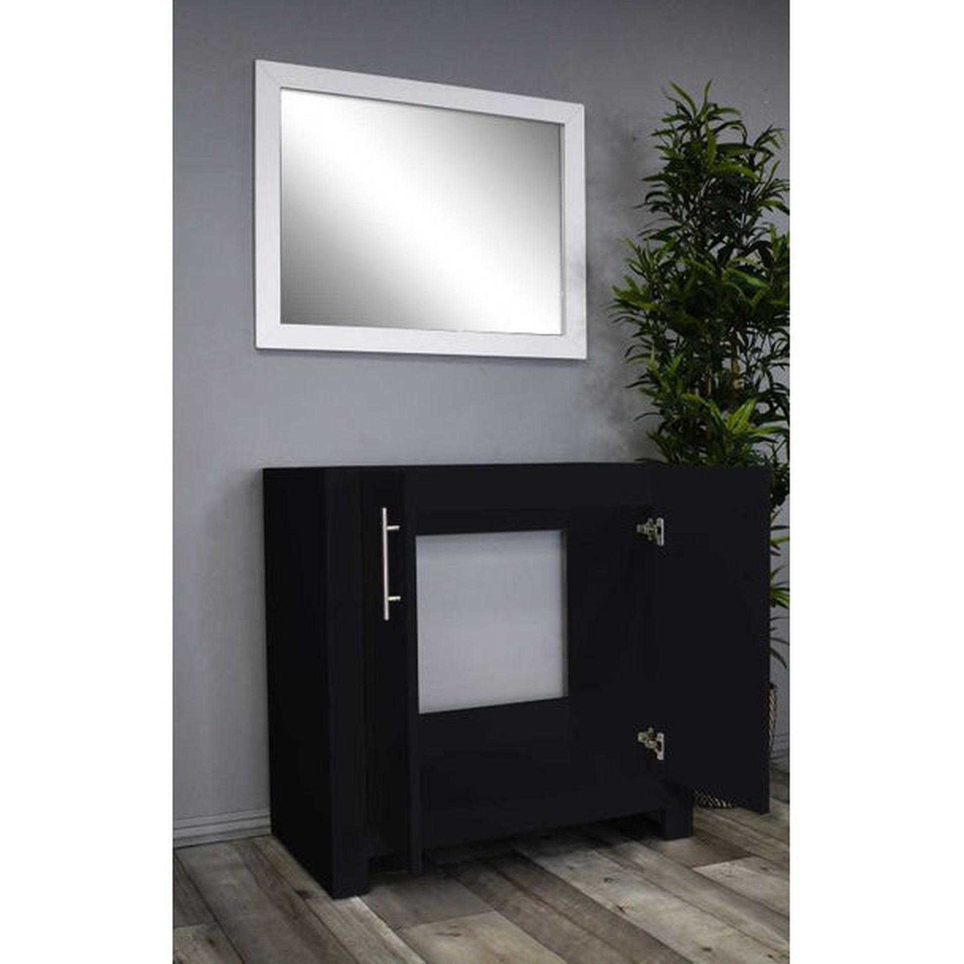 Volpa USA Austin 36" x 19" Black Modern Freestanding Bathroom Vanity With Brushed Nickel Round Handles