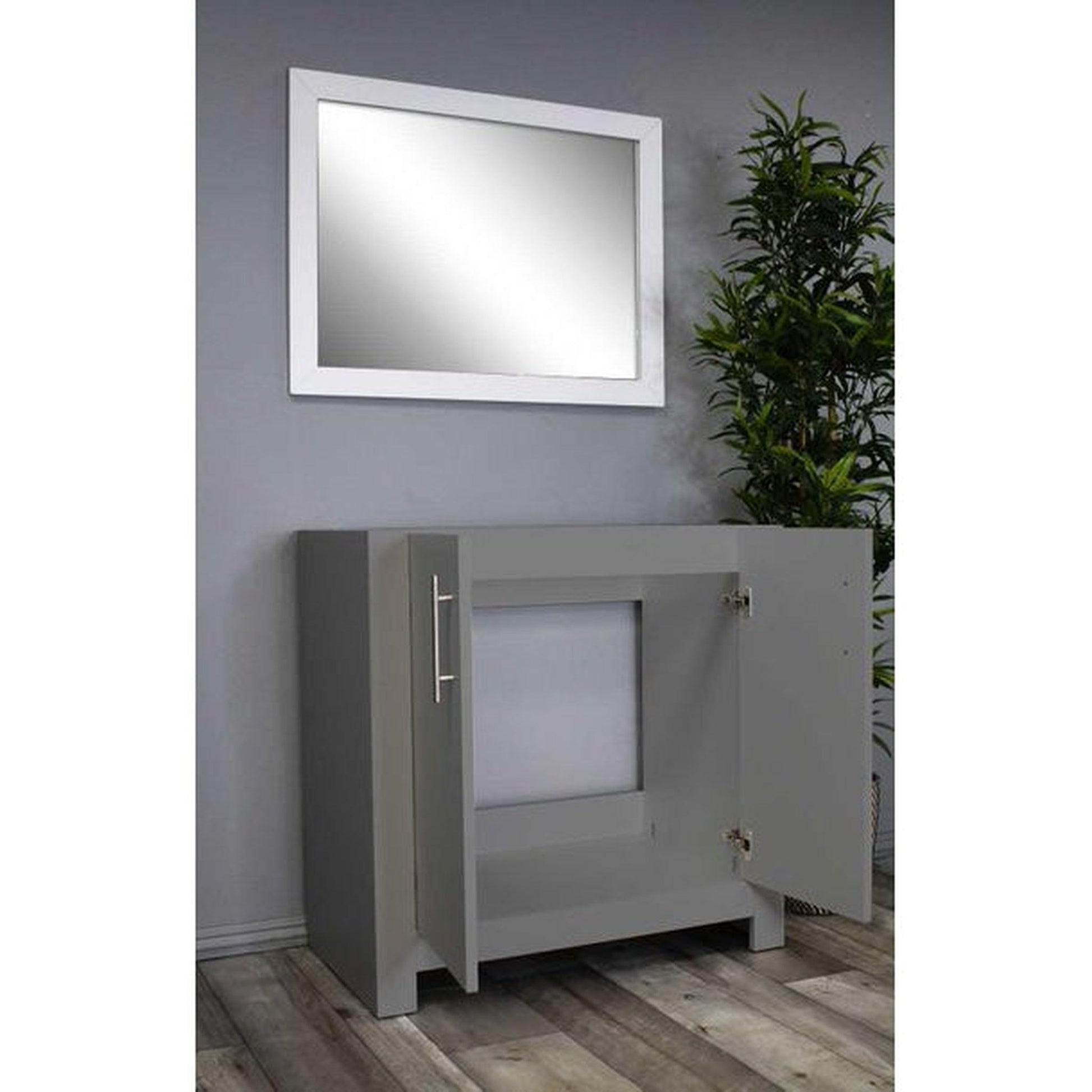 Volpa USA Austin 36" x 19" Gray Modern Freestanding Bathroom Vanity With Brushed Nickel Round Handles