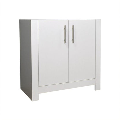 Volpa USA Austin 36" x 19" White Modern Freestanding Bathroom Vanity With Brushed Nickel Round Handles