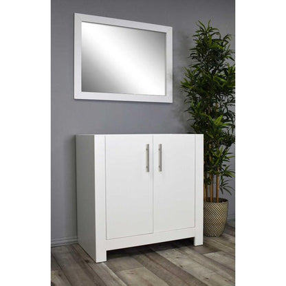 Volpa USA Austin 36" x 19" White Modern Freestanding Bathroom Vanity With Brushed Nickel Round Handles