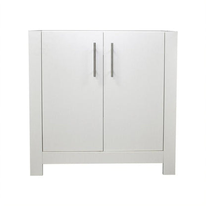 Volpa USA Austin 36" x 19" White Modern Freestanding Bathroom Vanity With Brushed Nickel Round Handles