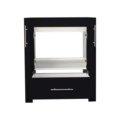 Volpa USA Boston 24" x 20" Glossy Black Modern Freestanding Bathroom Vanity With Brushed Nickel Handles