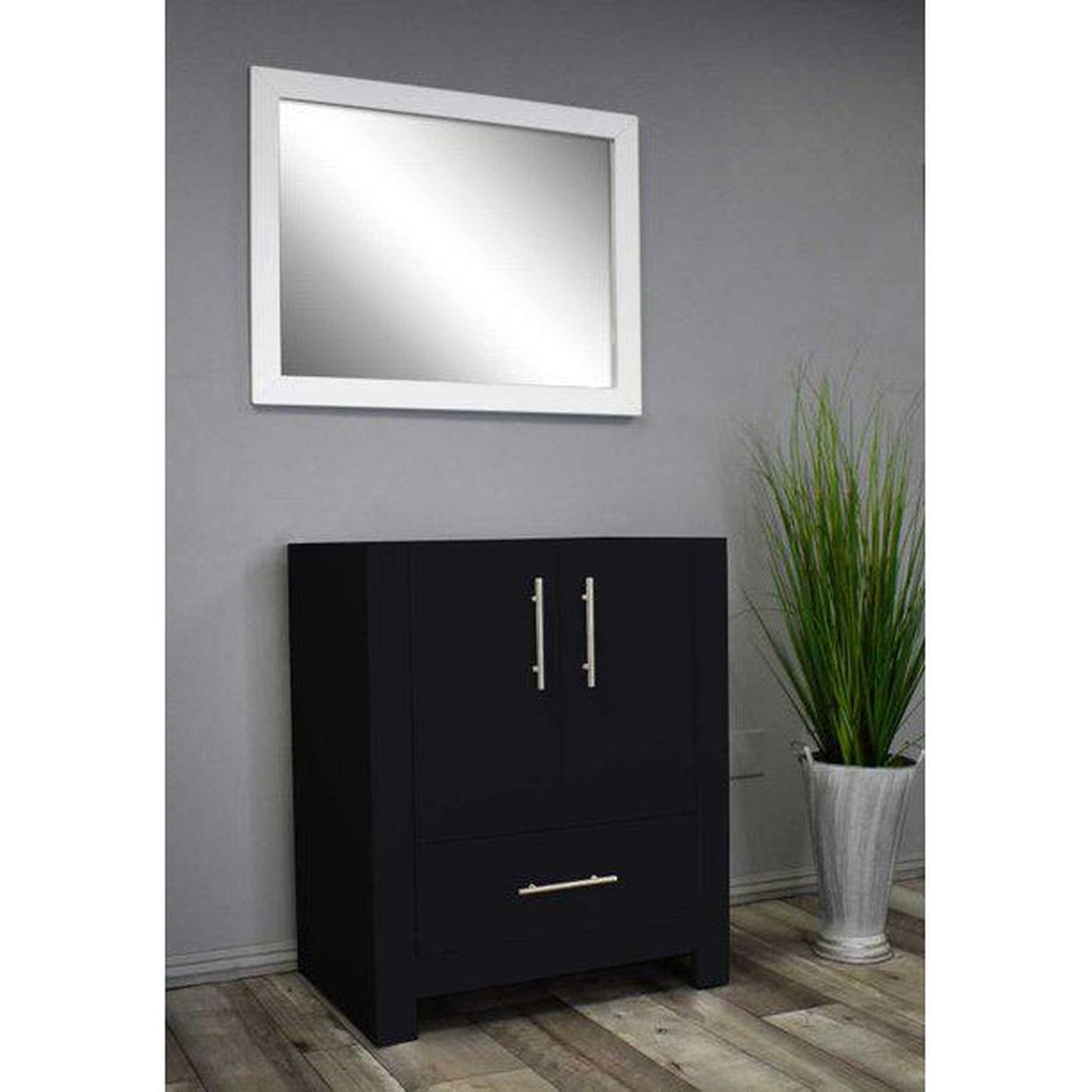 Volpa USA Boston 24" x 20" Glossy Black Modern Freestanding Bathroom Vanity With Brushed Nickel Handles