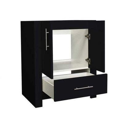 Volpa USA Boston 24" x 20" Glossy Black Modern Freestanding Bathroom Vanity With Brushed Nickel Handles