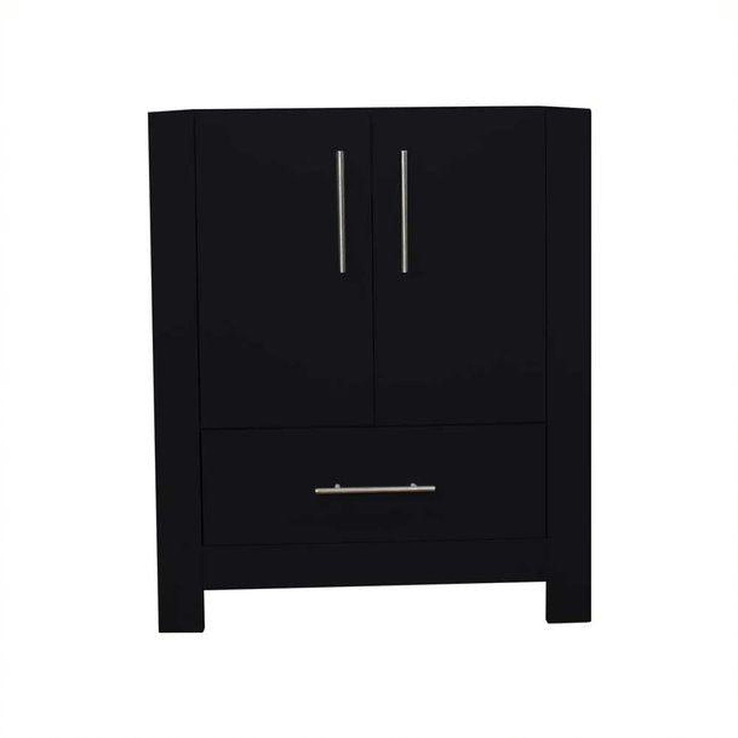 Volpa USA Boston 24" x 20" Glossy Black Modern Freestanding Bathroom Vanity With Brushed Nickel Handles