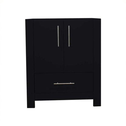 Volpa USA Boston 24" x 20" Glossy Black Modern Freestanding Bathroom Vanity With Brushed Nickel Handles