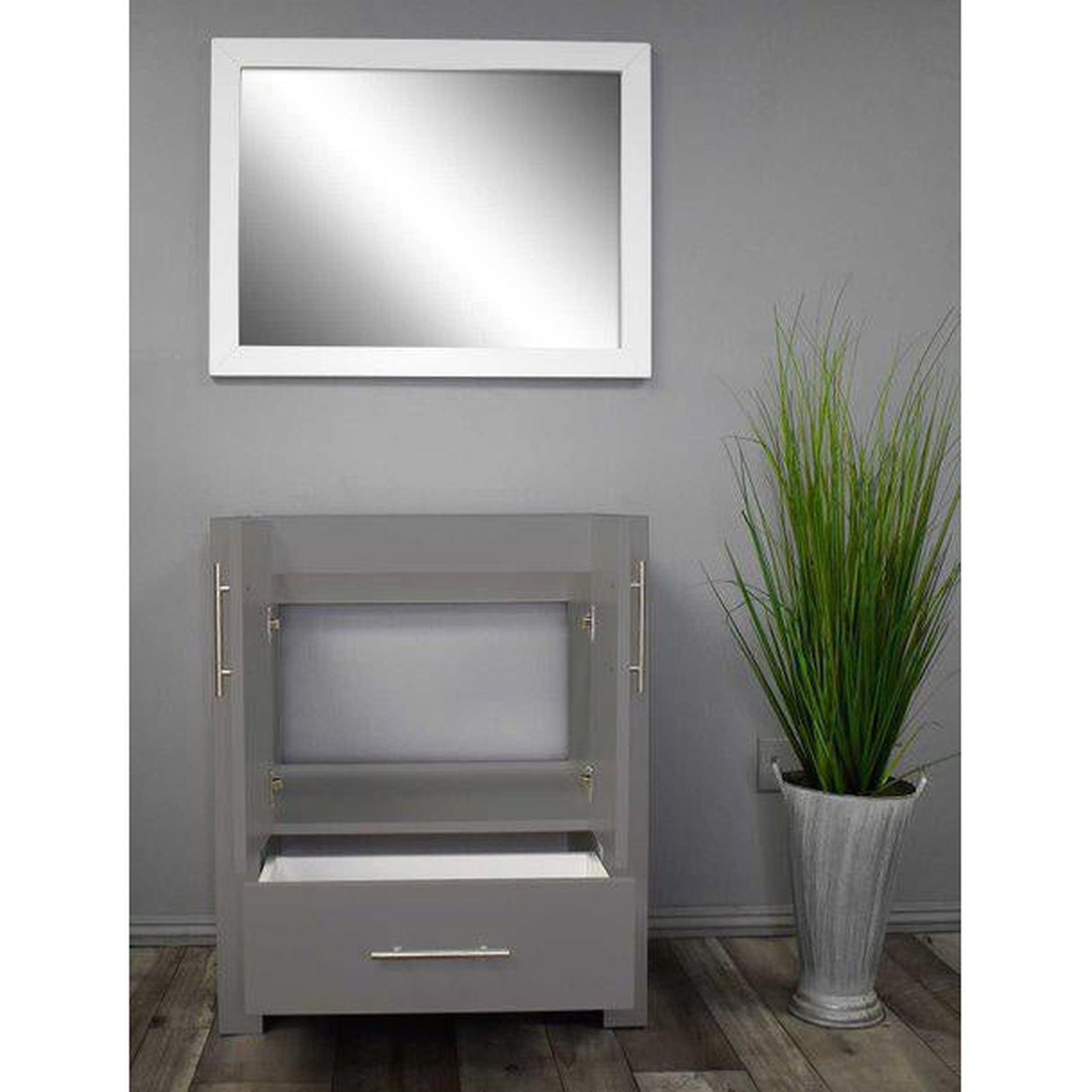 Volpa USA Boston 24" x 20" Gray Modern Freestanding Bathroom Vanity With Brushed Nickel Handles