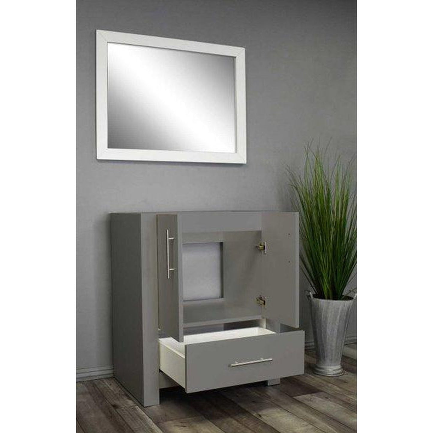 Volpa USA Boston 24" x 20" Gray Modern Freestanding Bathroom Vanity With Brushed Nickel Handles