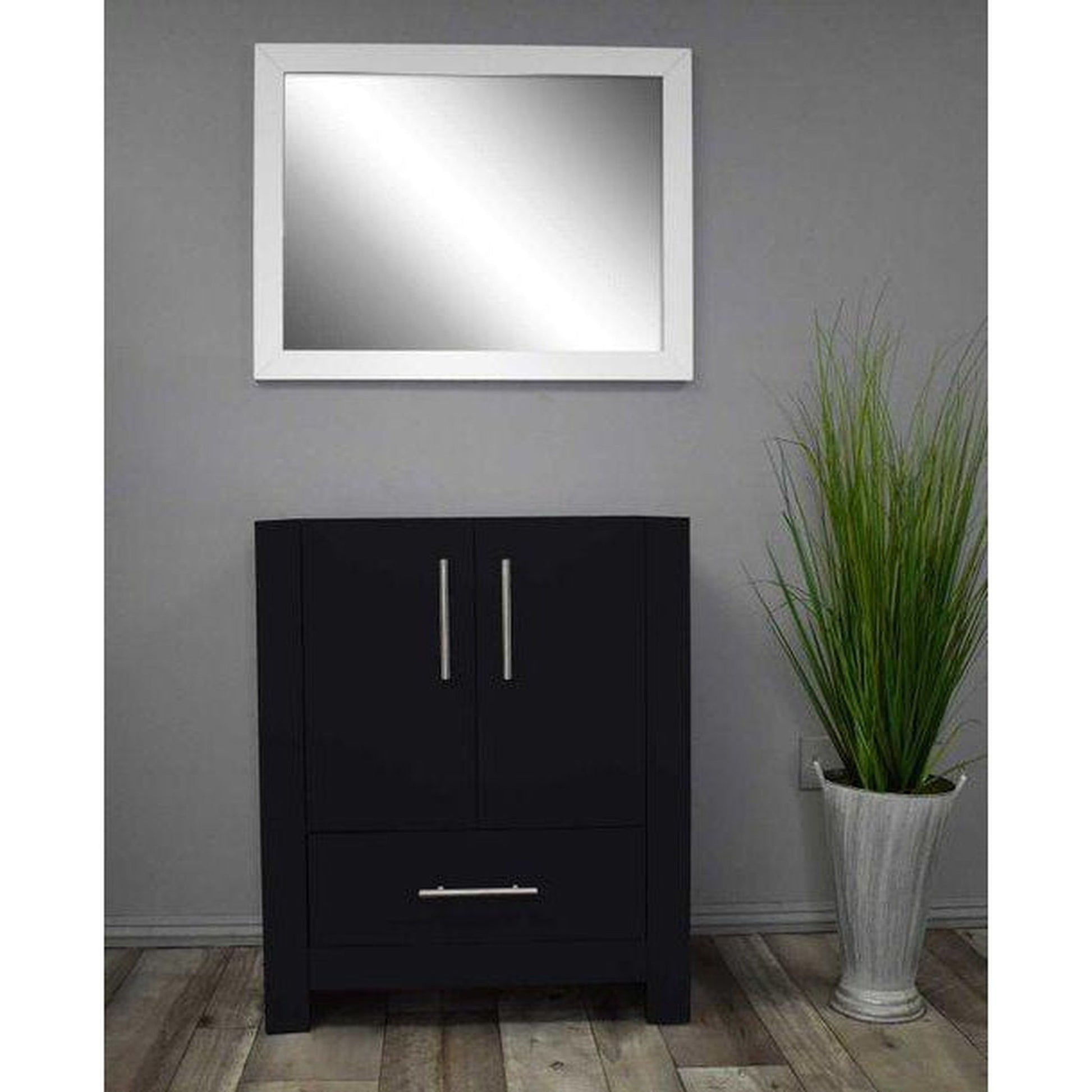 Volpa USA Boston 30" x 20" Glossy Black Modern Freestanding Bathroom Vanity With Brushed Nickel Handles