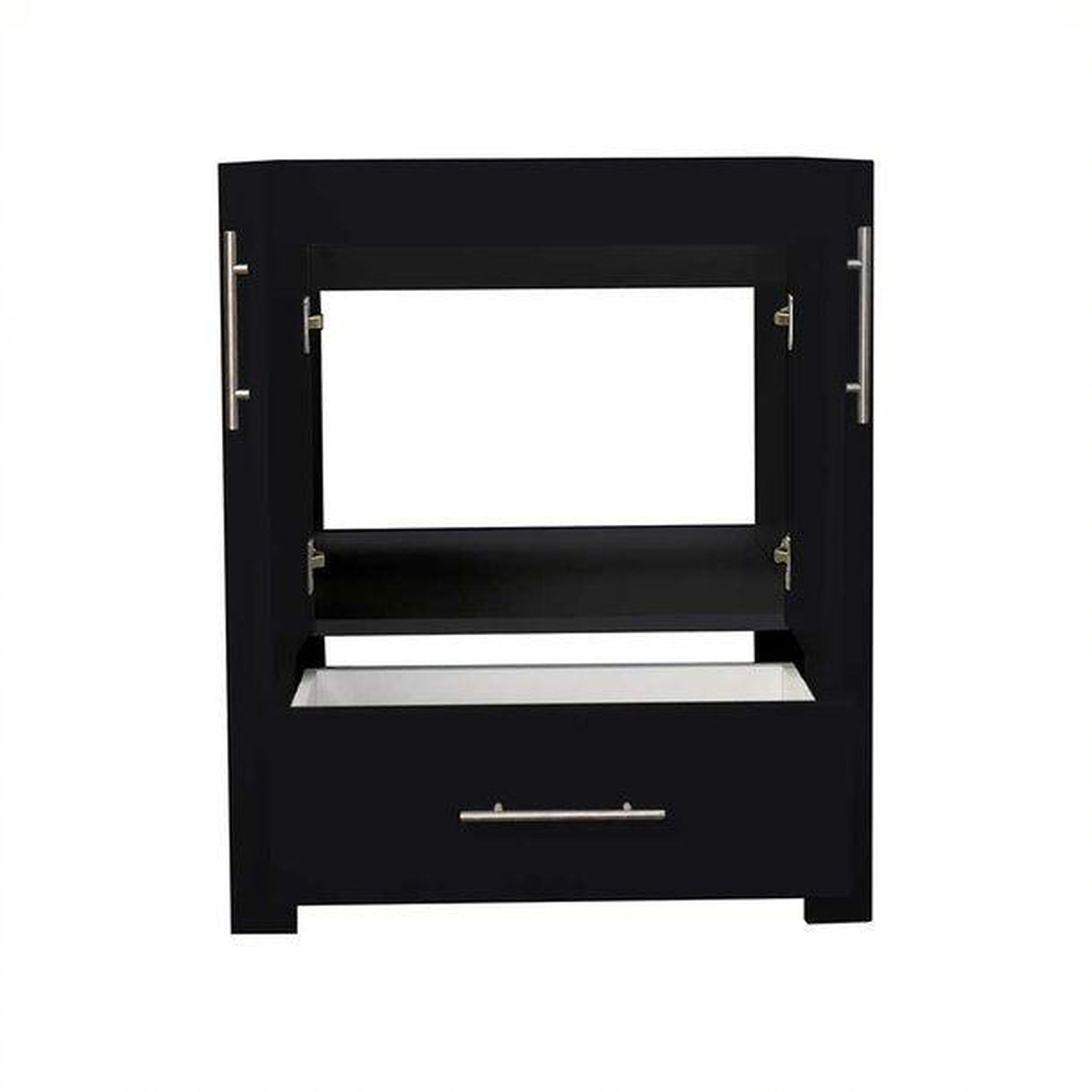 Volpa USA Boston 30" x 20" Glossy Black Modern Freestanding Bathroom Vanity With Brushed Nickel Handles