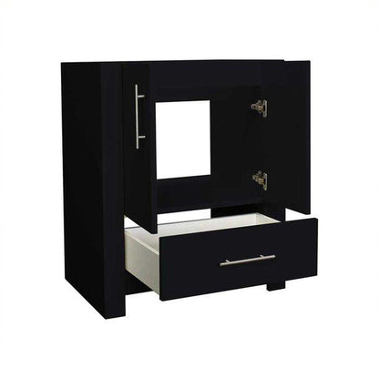 Volpa USA Boston 30" x 20" Glossy Black Modern Freestanding Bathroom Vanity With Brushed Nickel Handles