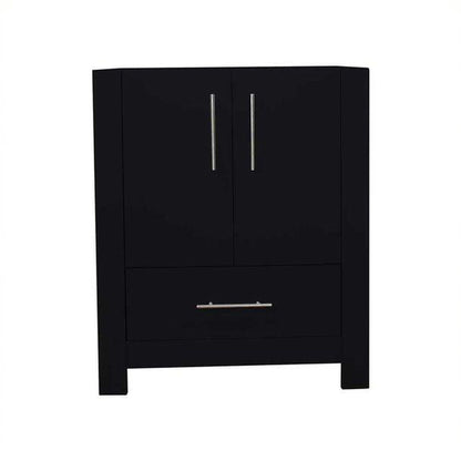 Volpa USA Boston 30" x 20" Glossy Black Modern Freestanding Bathroom Vanity With Brushed Nickel Handles