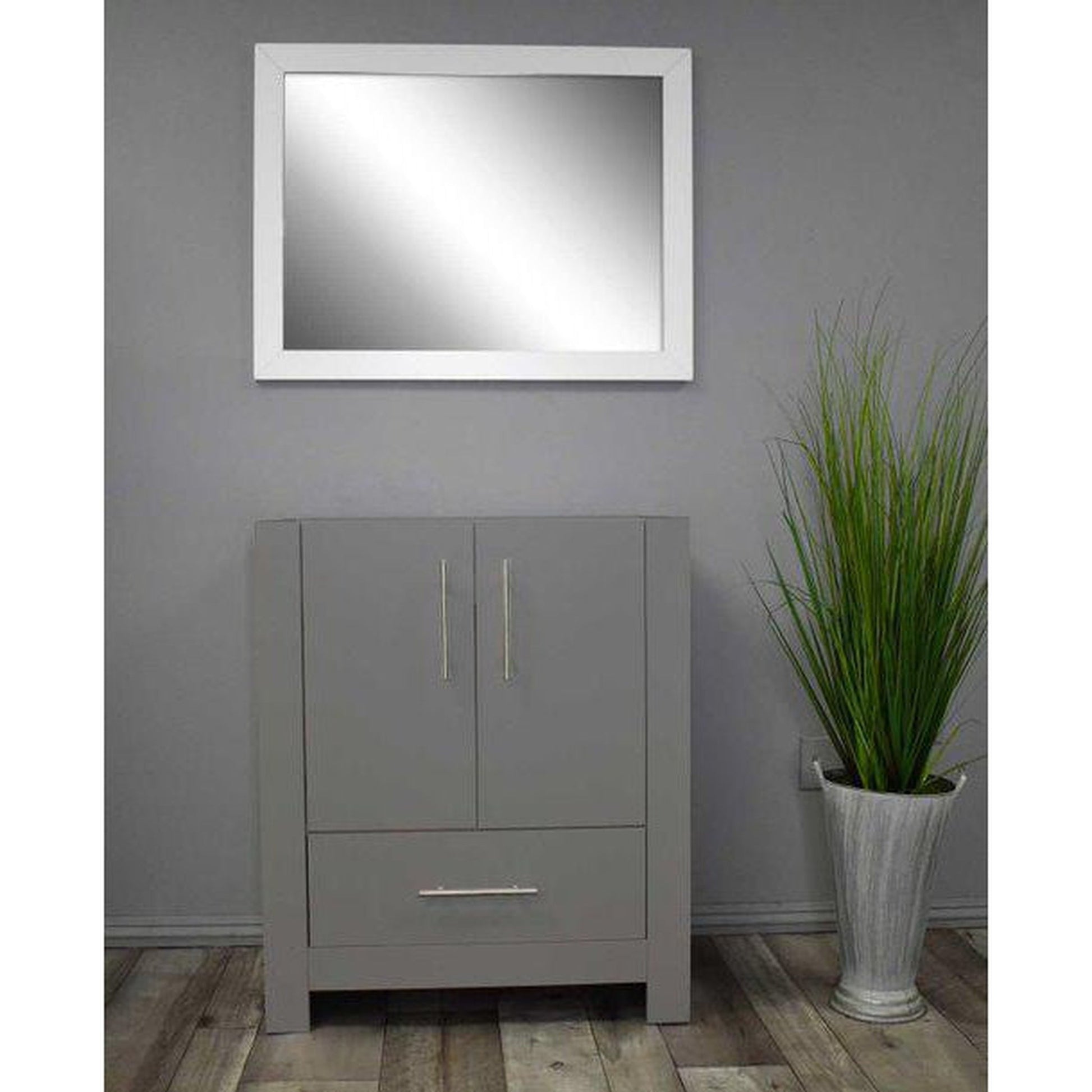 Volpa USA Boston 30" x 20" Gray Modern Freestanding Bathroom Vanity With Brushed Nickel Handles