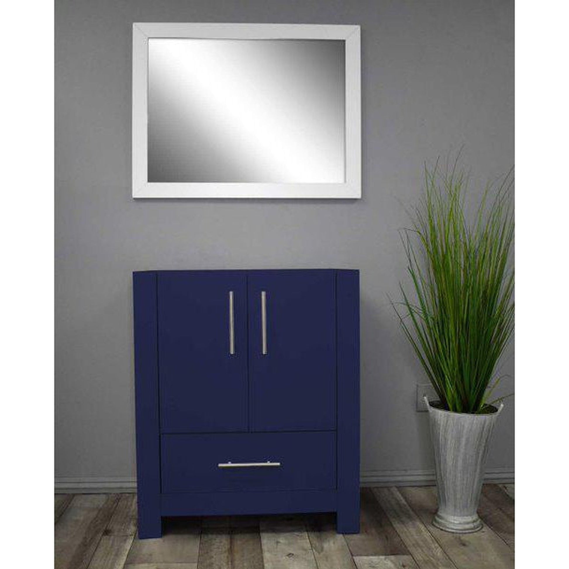 Volpa USA Boston 30" x 20" Navy Modern Freestanding Bathroom Vanity With Brushed Nickel Handles