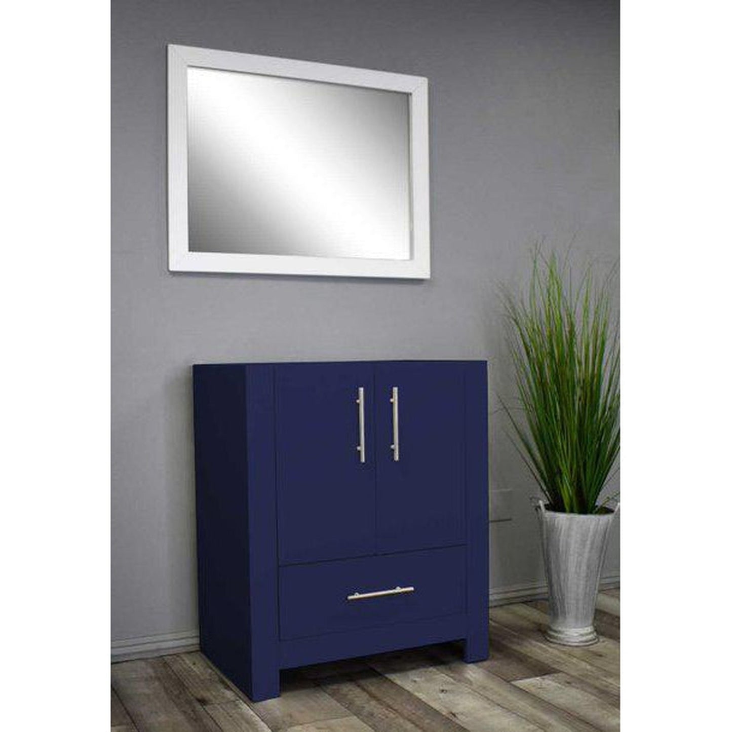 Volpa USA Boston 30" x 20" Navy Modern Freestanding Bathroom Vanity With Brushed Nickel Handles