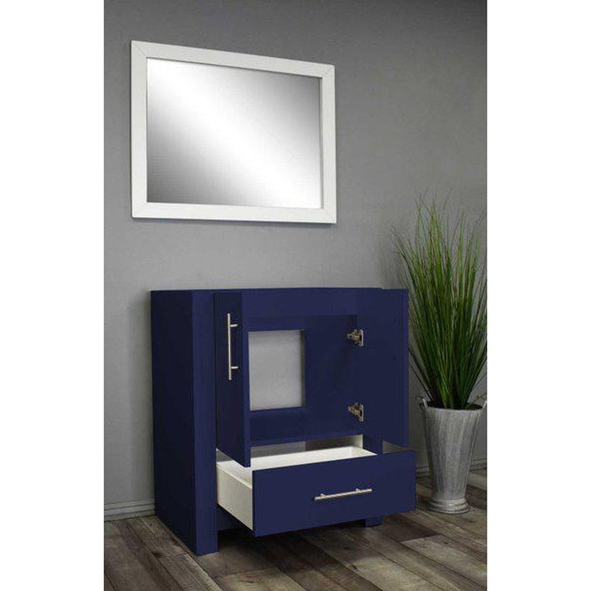 Volpa USA Boston 30" x 20" Navy Modern Freestanding Bathroom Vanity With Brushed Nickel Handles