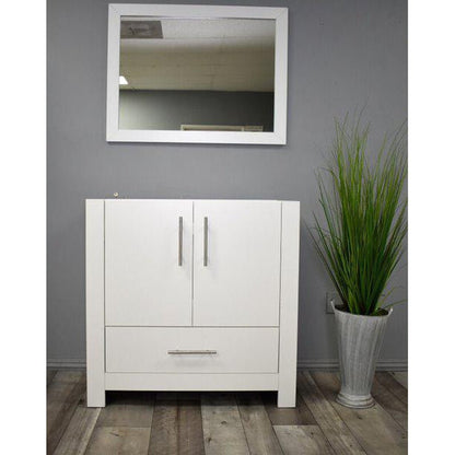 Volpa USA Boston 36" Glossy White Modern Freestanding Bathroom Vanity With Brushed Nickel Round Handles