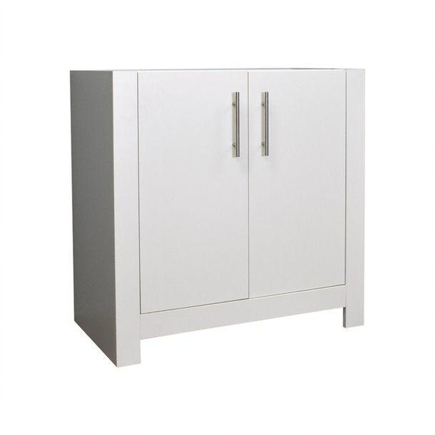 Volpa USA Boston 36" Glossy White Modern Freestanding Bathroom Vanity With Brushed Nickel Round Handles