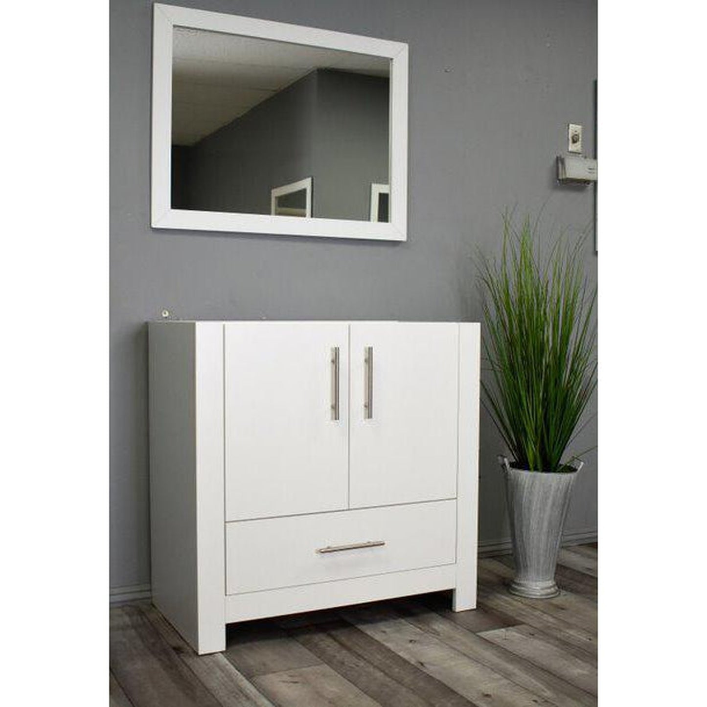 Volpa USA Boston 36" Glossy White Modern Freestanding Bathroom Vanity With Brushed Nickel Round Handles