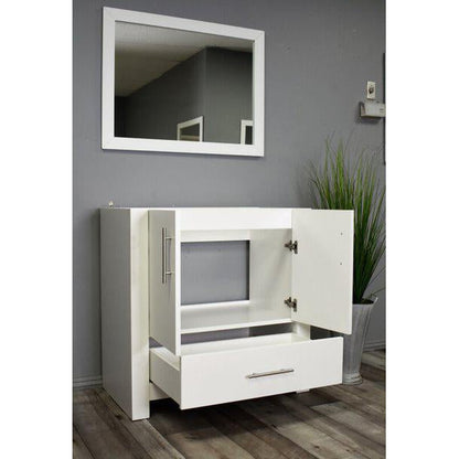 Volpa USA Boston 36" Glossy White Modern Freestanding Bathroom Vanity With Brushed Nickel Round Handles