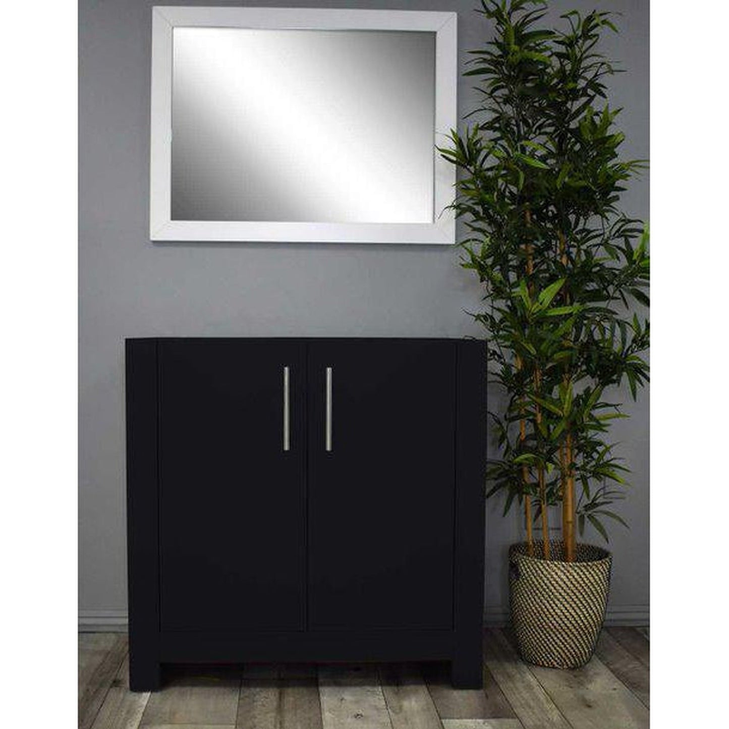 Volpa USA Boston 36" x 20" Black Modern Freestanding Bathroom Vanity With Brushed Nickel Handles