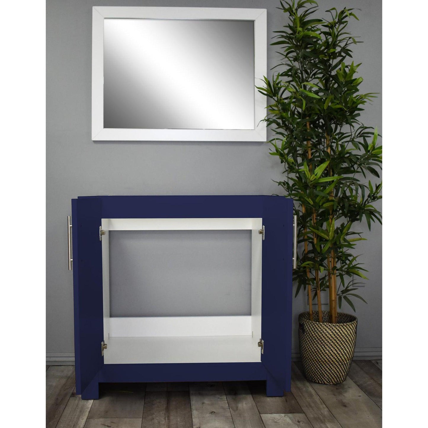 Volpa USA Boston 36" x 20" Navy Modern Freestanding Bathroom Vanity With Brushed Nickel Handles