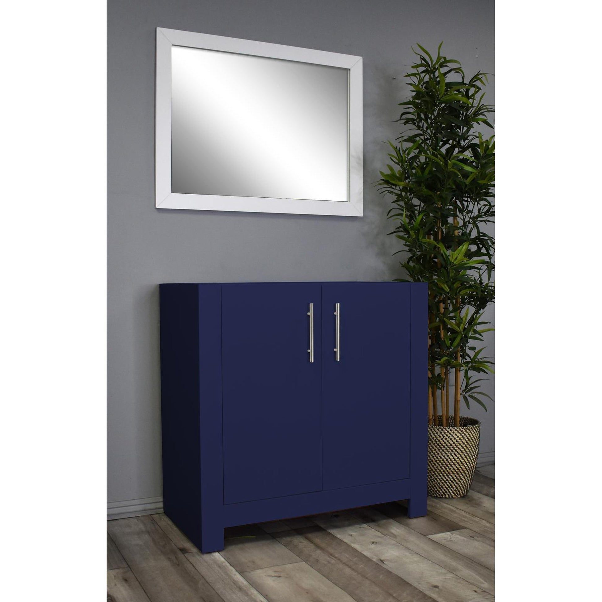 Volpa USA Boston 36" x 20" Navy Modern Freestanding Bathroom Vanity With Brushed Nickel Handles