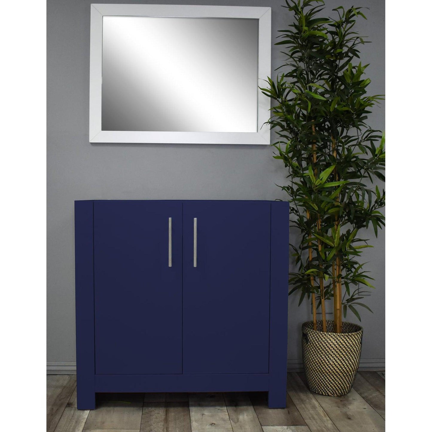 Volpa USA Boston 36" x 20" Navy Modern Freestanding Bathroom Vanity With Brushed Nickel Handles