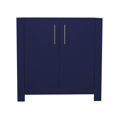 Volpa USA Boston 36" x 20" Navy Modern Freestanding Bathroom Vanity With Brushed Nickel Handles