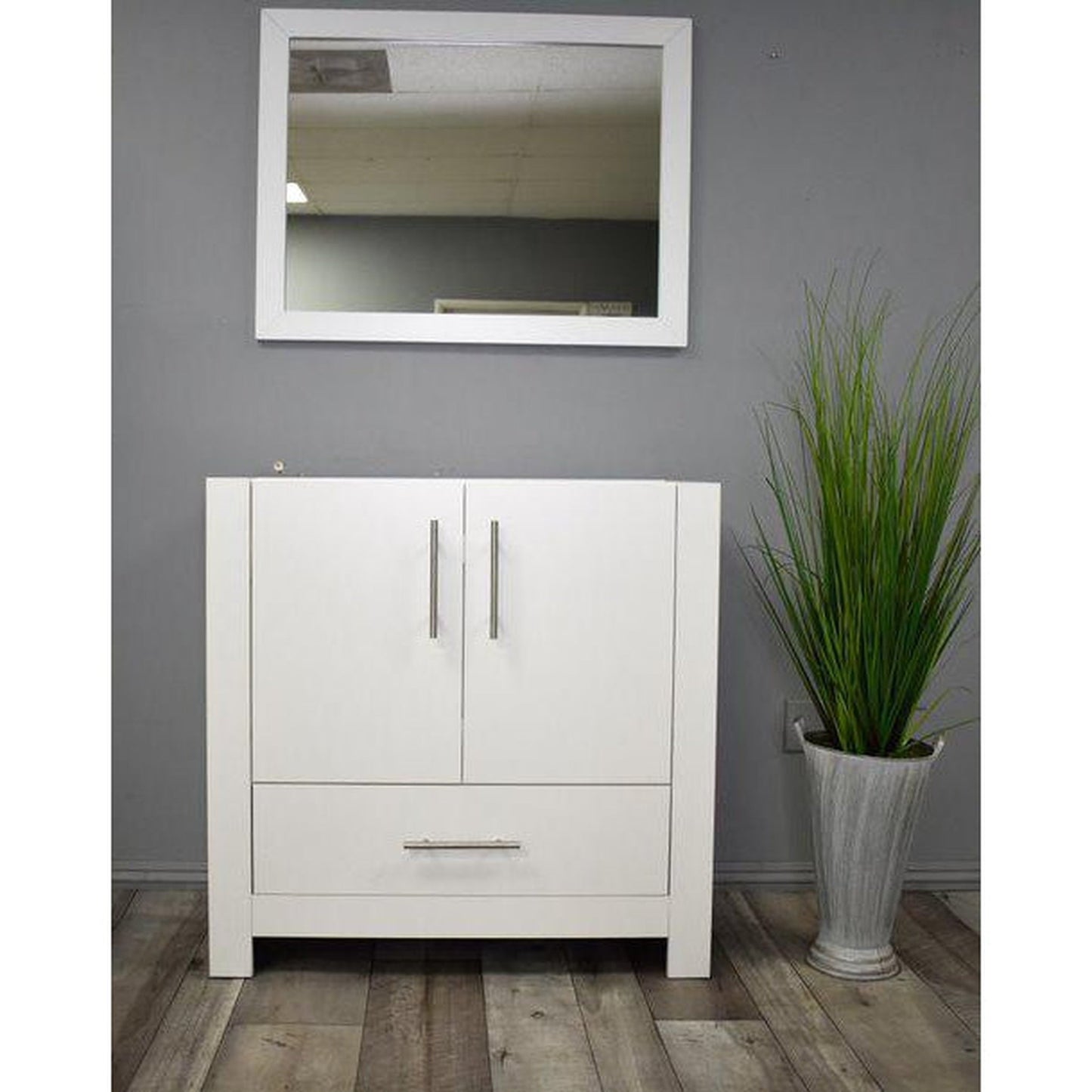 Volpa USA Boston 36" x 20" White Modern Freestanding Bathroom Vanity With Brushed Nickel Handles