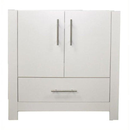 Volpa USA Boston 36" x 20" White Modern Freestanding Bathroom Vanity With Brushed Nickel Handles