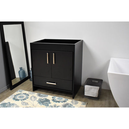 Volpa USA Capri 24" x 22" Black Modern Bathroom Vanity With Brushed Nickel Edge Handles