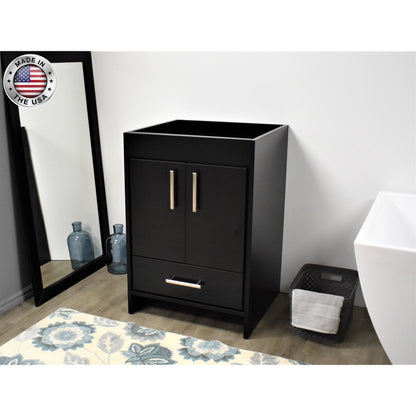 Volpa USA Capri 24" x 22" Black Modern Bathroom Vanity With Brushed Nickel Edge Handles