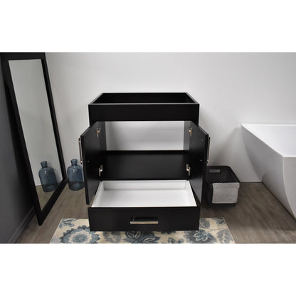 Volpa USA Capri 24" x 22" Black Modern Bathroom Vanity With Brushed Nickel Edge Handles