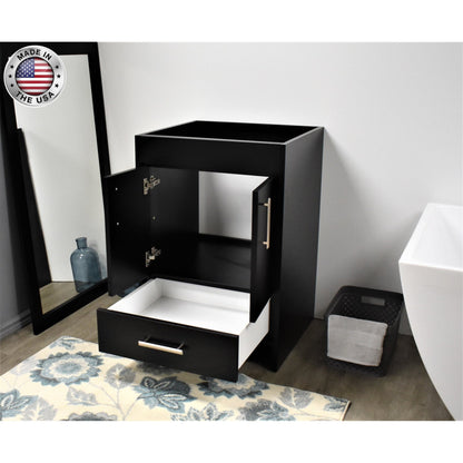 Volpa USA Capri 24" x 22" Black Modern Bathroom Vanity With Brushed Nickel Edge Handles