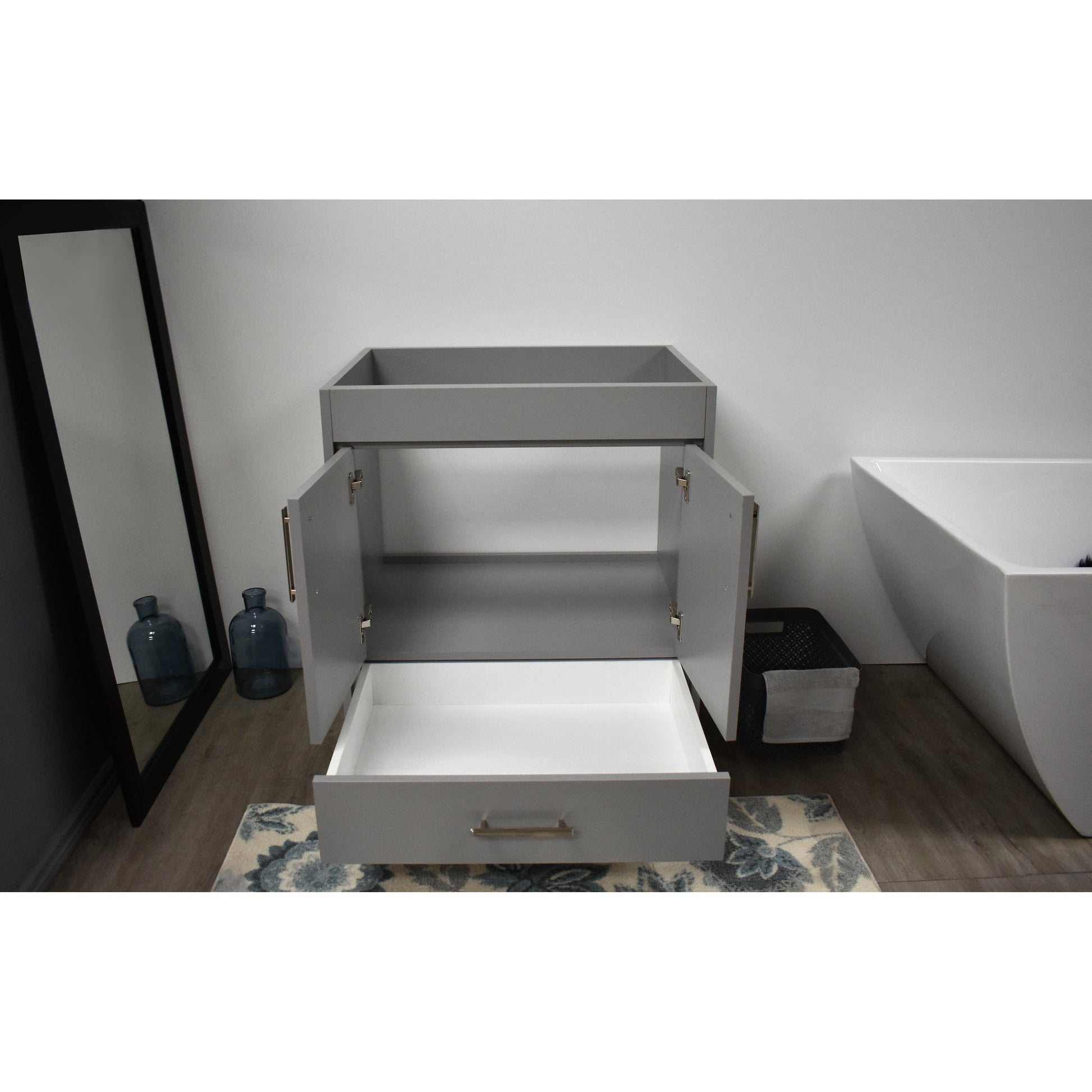 Volpa USA Capri 24" x 22" Gray Modern Bathroom Vanity With Brushed Nickel Edge Handles