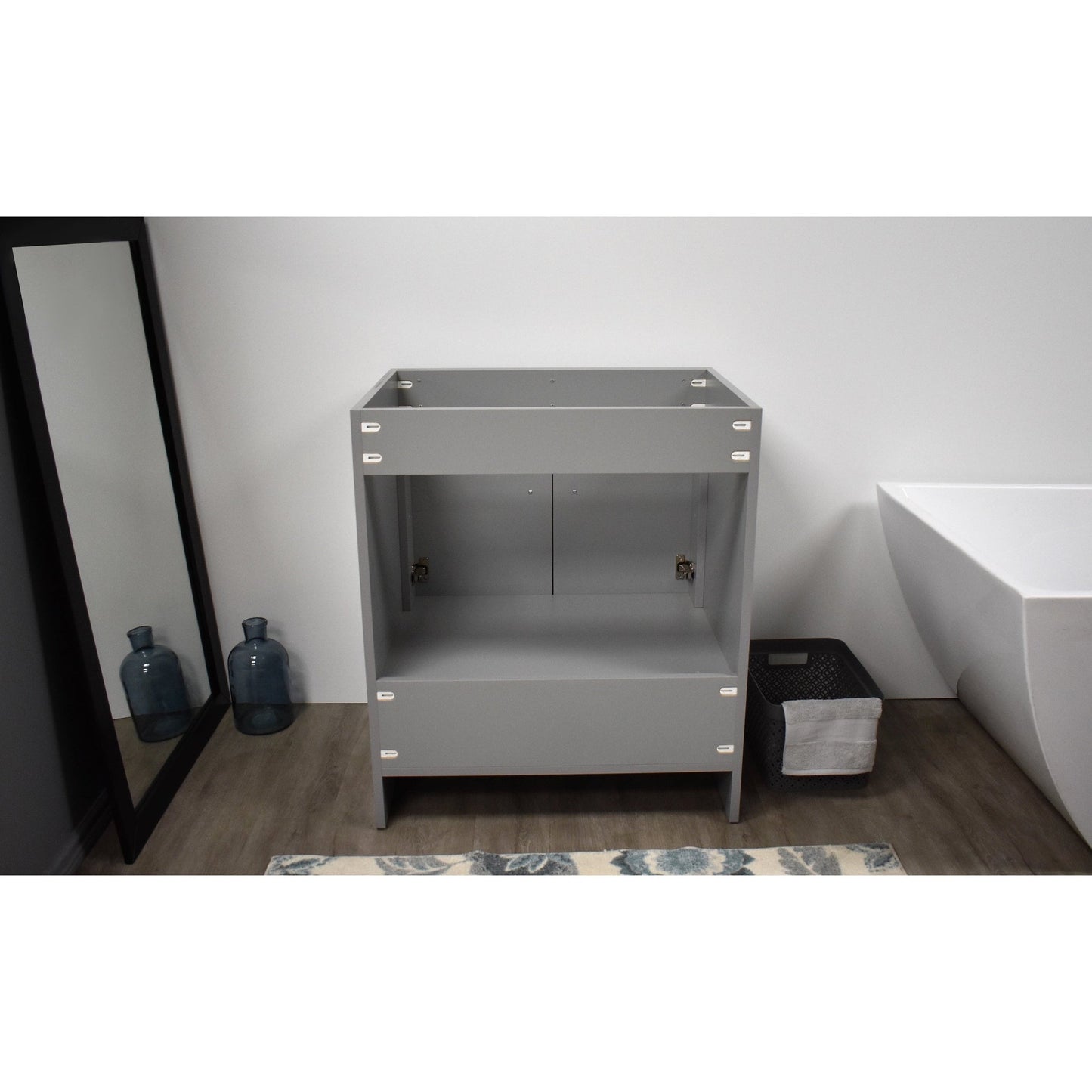 Volpa USA Capri 24" x 22" Gray Modern Bathroom Vanity With Brushed Nickel Edge Handles