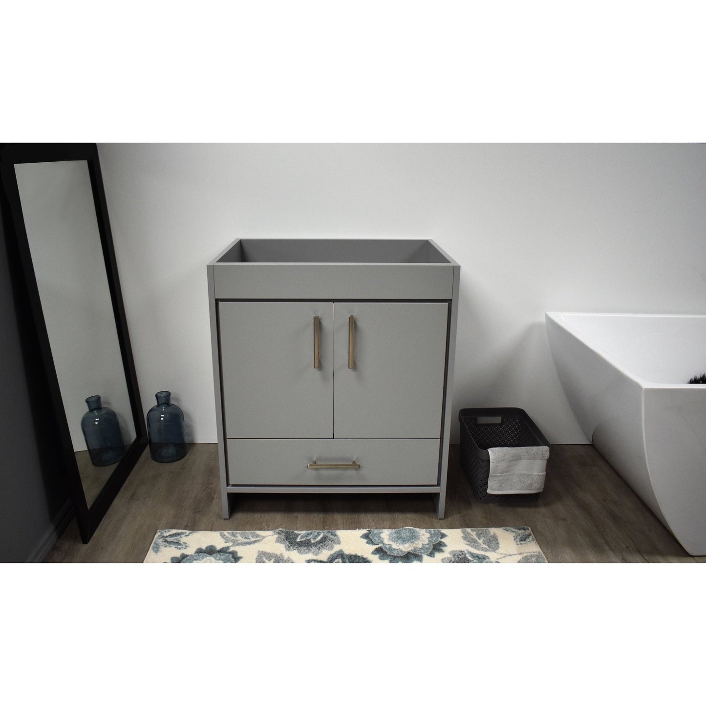 Volpa USA Capri 24" x 22" Gray Modern Bathroom Vanity With Brushed Nickel Edge Handles