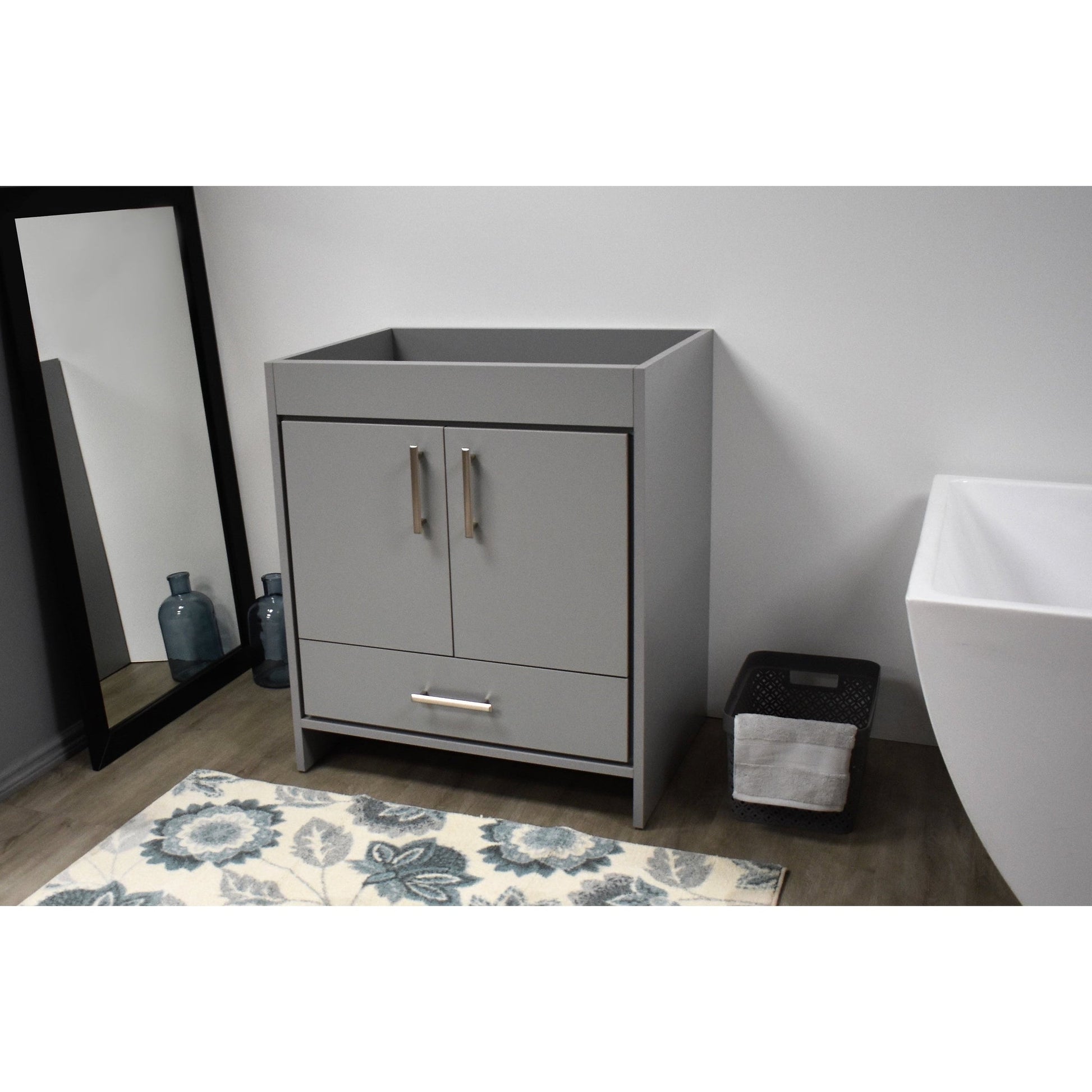 Volpa USA Capri 24" x 22" Gray Modern Bathroom Vanity With Brushed Nickel Edge Handles