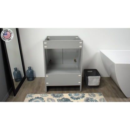 Volpa USA Capri 24" x 22" Gray Modern Bathroom Vanity With Brushed Nickel Edge Handles