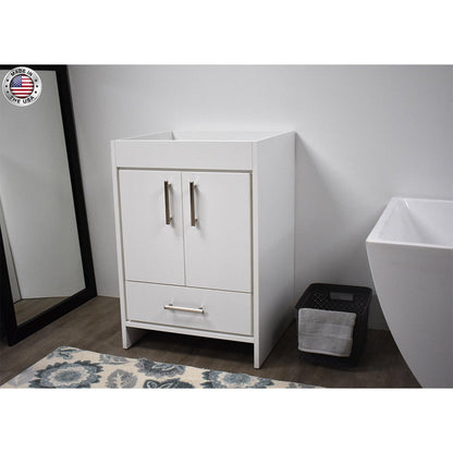 Volpa USA Capri 24" x 22" White Modern Bathroom Vanity With Brushed Nickel Edge Handles